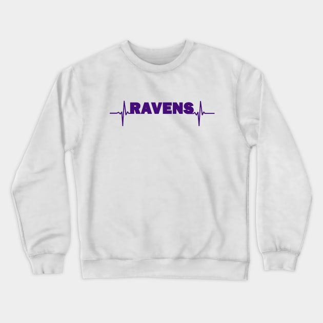 Ravens heartbeat purple Crewneck Sweatshirt by Flyingpanda